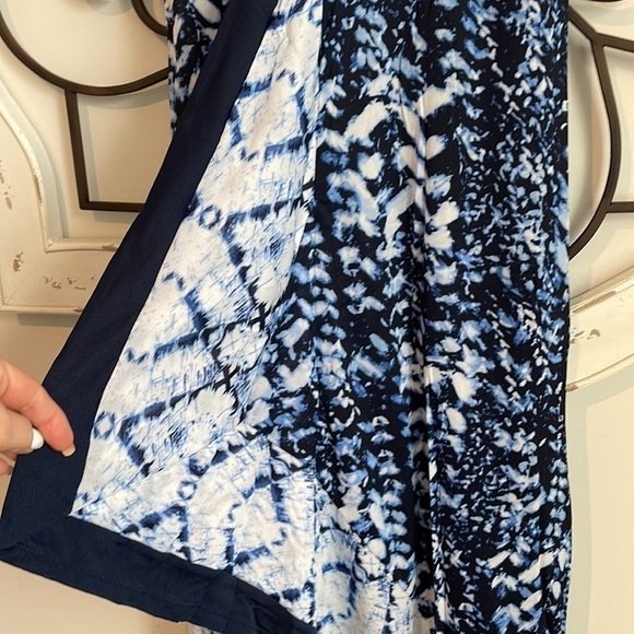 STYLE & CO. SLEEVELESS ASYMMETRICAL TIE DYED MIDI DRESS BLUE WHITE SIZE XS - Picture 5 of 12